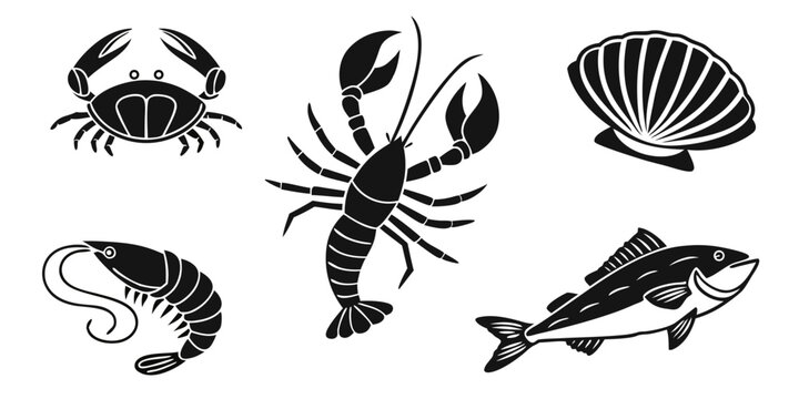 Collection of Seafood Icons and Illustrations