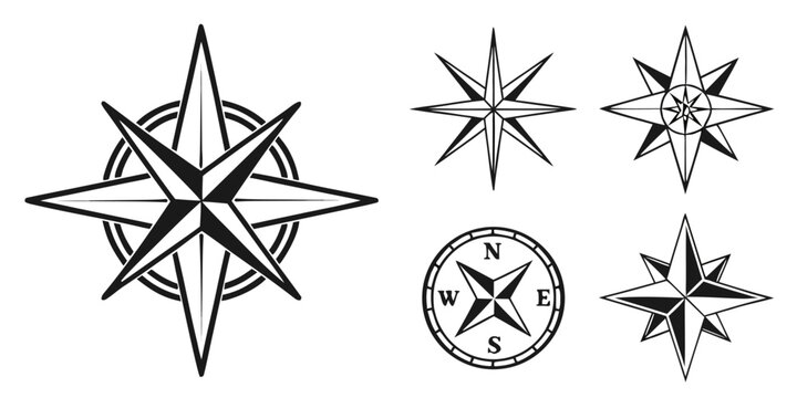 Collection of Stylized Compass Rose Designs