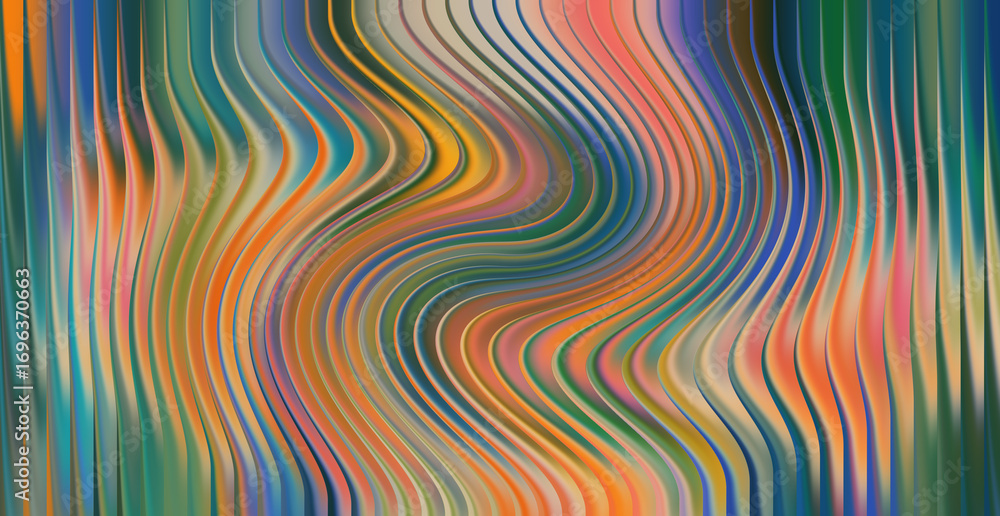 Poster Vibrant abstract wavy lines background with a dynamic and colorful composition