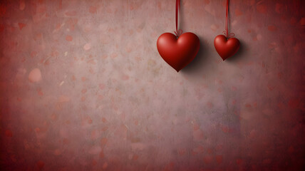 Red Hearts on Red Background - Love, Romance and Valentine's Day Concept