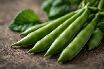 Fototapeta premium Close-up of vibrant green pea pods against a natural backdrop