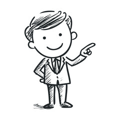 Obraz premium Business professional explaining concepts in a friendly manner. Vector hand drawn illustration