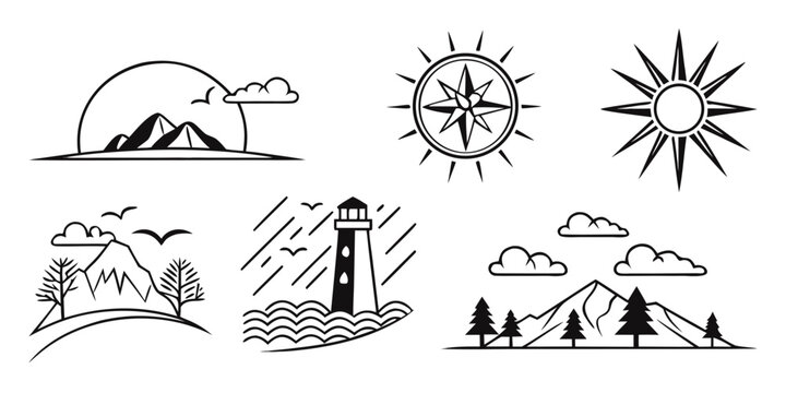 Minimalist Nature and Travel Icons Collection