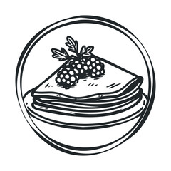 Delicious layered dessert with berries and mint for special occasions. Vector hand drawn illustration