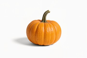 Obraz premium Ripe orange pumpkin isolated on a plain white surface, autumn harvest fruit and vegetable