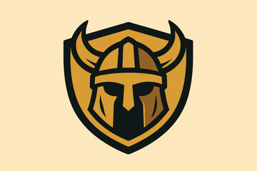 Viking Helmet Emblem - A Symbol of Strength and Protection.