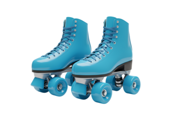 Pair of Light Blue Roller Skates isolated on transparent background