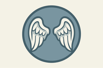 Stylized Angel Wings Emblem in a Circle.