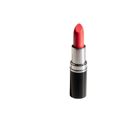 Fototapeta premium Coral lipstick in a black and silver tube