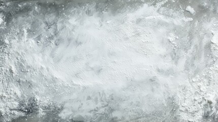 Fototapeta premium Messy flour spread on gray backdrop creating abstract textured background for bakery, cooking, pastry and food preparation themes, symbolizing rustic kitchen, baking ingredients culinary art concept