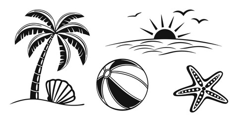 Obraz premium Tropical Beach Scene Elements Collection
