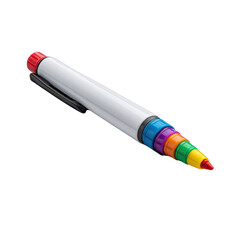 Multicolored pen with a white body