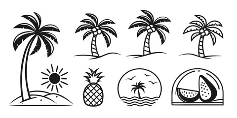 Tropical Summer Beach Icons Collection