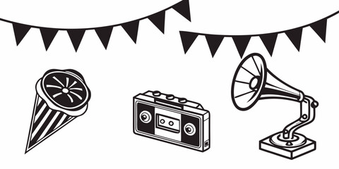 Vintage Music and Party Icons Collection