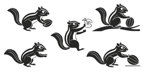 Adorable Chipmunk Collection with Nuts and Leaf