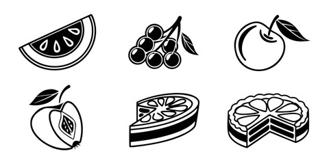 Assorted Fruit and Dessert Icons Set