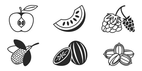 Assorted Fruit and Nut Icons Collection