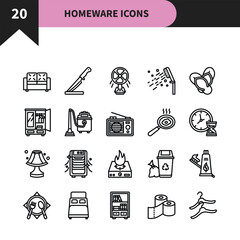 Homeware icon pack  vector design with line style