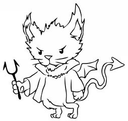 Evil Cat Line Art - Devil Kit...
