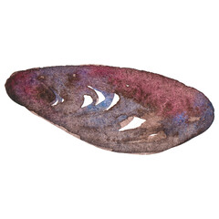 Watercolor painted mussels. Hand drawn seafood design element is