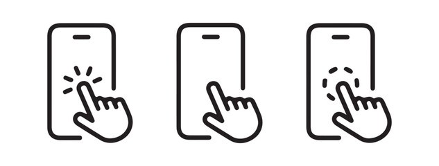 Click, Tap, and Upward Arrow Icons Set