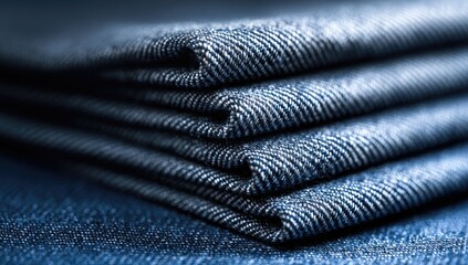 Close-up of folded denim fabric