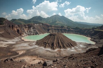 Renowned volcanic site featuring the biggest acidic crater lake and active sulfur extraction.