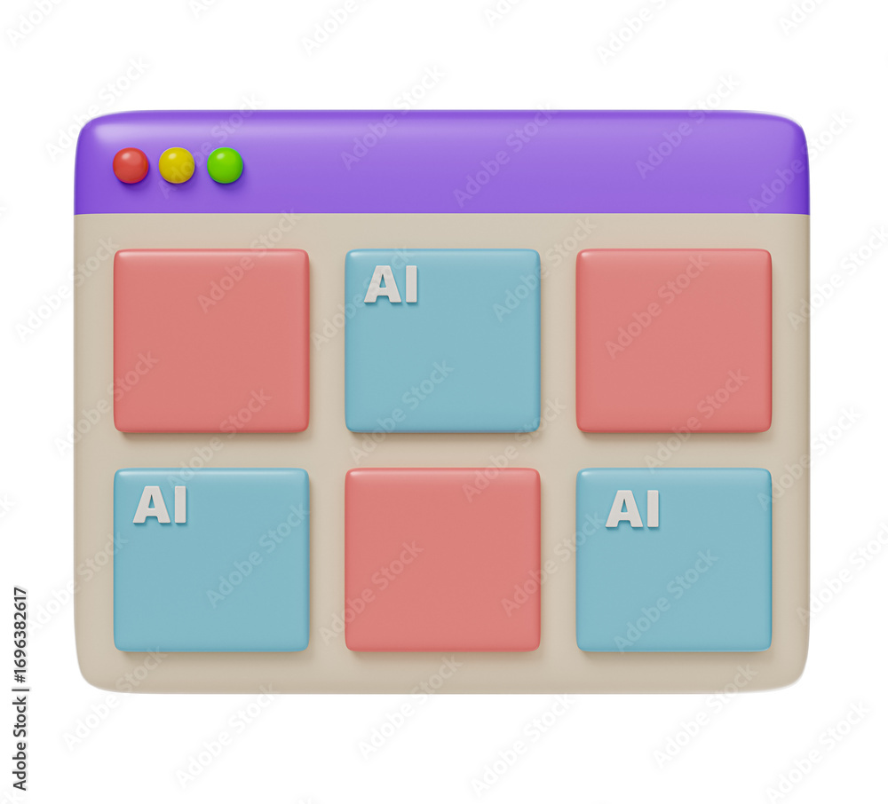 Aufkleber 3d minimal website with content marked as ai artificial intelligence