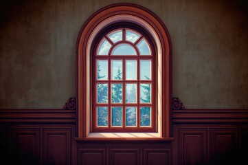 Fototapeta premium Realistic arched windows in a cartoon design
