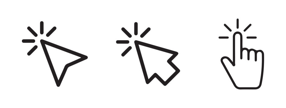 Click and Hover Cursor with Hand Pointer Icons Set