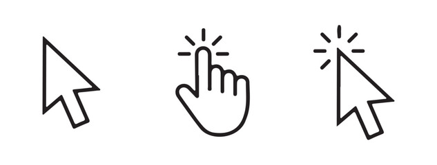 Digital Interface Icons: Hand Touch and Cursor Pointer