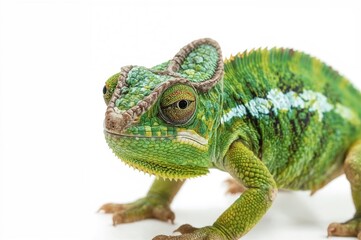 Obraz premium Lizard with color-changing skin on a plain backdrop