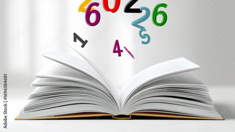 Poster book is open to a page with the numbers 2026 on it. the numbers are in different colors and are scat