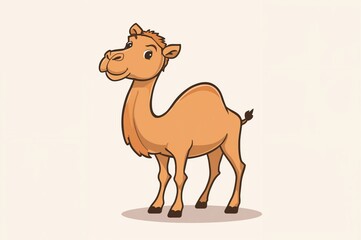 Illustration of an adorable camel standing alone, representing wildlife and nature concepts