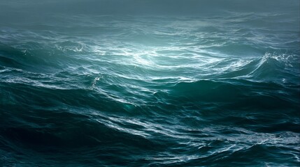 Fototapeta premium Abstract nature water element background texture in blue and turquoise, representing ocean, sea, environmental protection, climate themes, and sustainable natural concepts with copy space