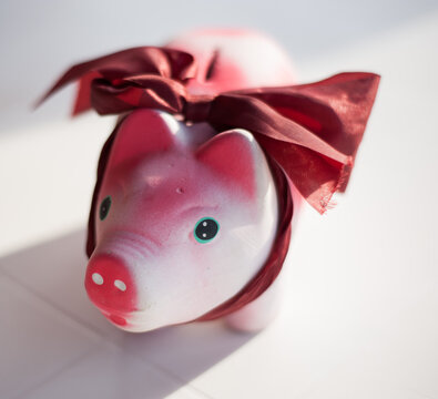 Porquinho rosa, para guardar moedas e fazer uma poupan&ccedil;a