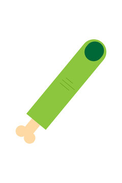 Green monster finger with bone sticking out. Creepy Halloween character, zombie, undead hand high resolution PNG. Perfect for trick treat, holiday decoration and design. Isolated background