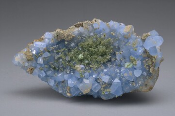 Mineral specimen featuring chalcedony and hemimorphite crystals with rare earth elements