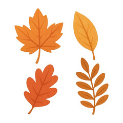 PNG Autumn leaves illustration set.