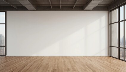 Modern office with empty wooden wall