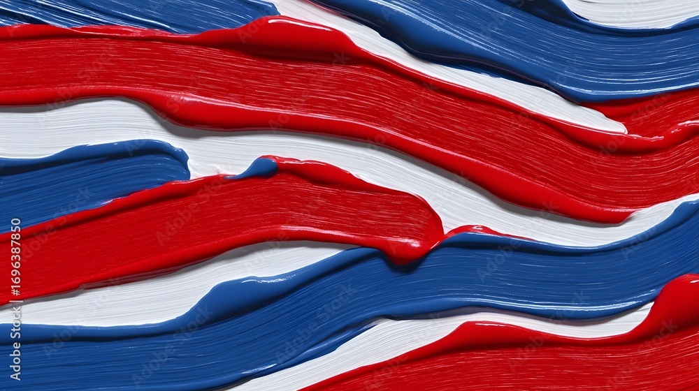 Aufkleber striking abstract composition featuring bold, overlapping red and blue wavy lines and curves creatin