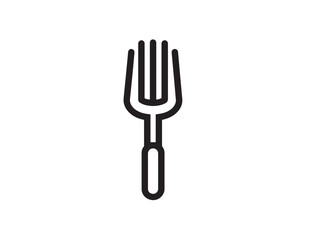 Minimal Line Art Garden Fork Icon for Elegant Vector Illustration