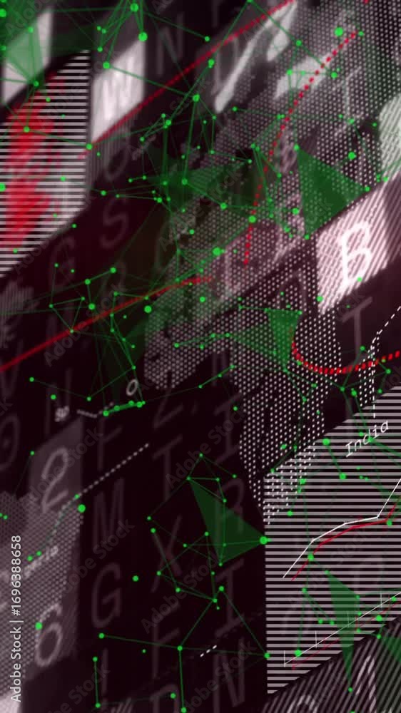 Aufkleber animation of abstract geometric patterns with digital data and network connections