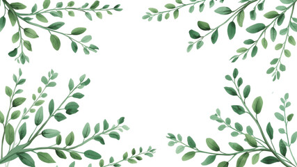 Watercolor Greenery Frame Elegant Botanical Border for Design Projects