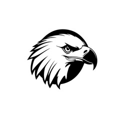 Minimalist Eagle Head Logo Design. Vector artwork of a minimalist eagle head logo in black design. Modern, fierce, and powerful illustration suitable for branding, mascot, tattoo, or graph