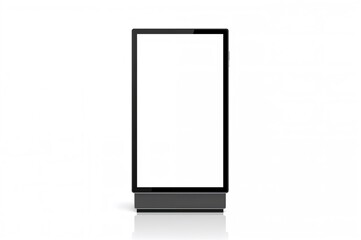 Vertical blank touchscreen display board from the front isolated on a white backdrop