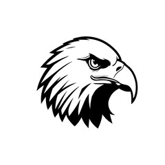 Minimalist Eagle Head Logo Design. Vector artwork of a minimalist eagle head logo in black design. Modern, fierce, and powerful illustration suitable for branding, mascot, tattoo, or graph