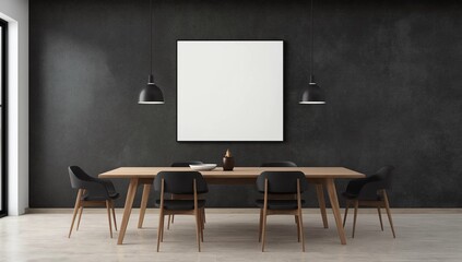 Modern restaurant with empty poster 