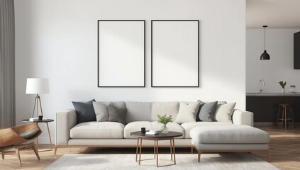 Modern studio interior with empty banner 