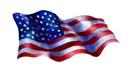 Obraz premium Vibrant, waving American flag featuring the iconic red, white, and blue colors, stars, and stripes that symbolize the United States of America and its national pride.